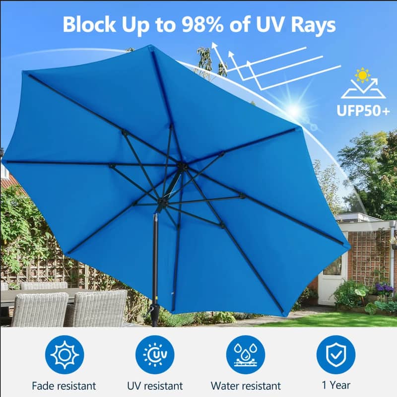 13 Feet Blue Market Patio Umbrella with Crank Lift , Tilt, Ribs (Without base)