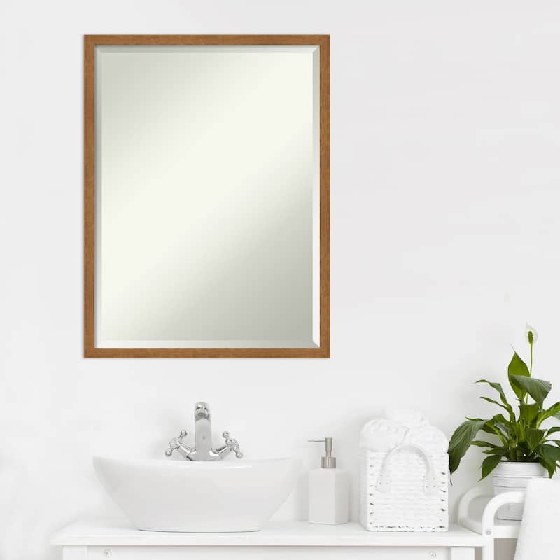 Beveled Wood Bathroom Wall Mirror - Carlisle Blonde Narrow Frame - Carlisle Blonde Narrow