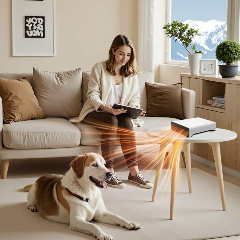 White 1500W Electric Wall Heater with Fan, Tabletop and Safety Features - 9.57 x 4.33 x 5.7 in