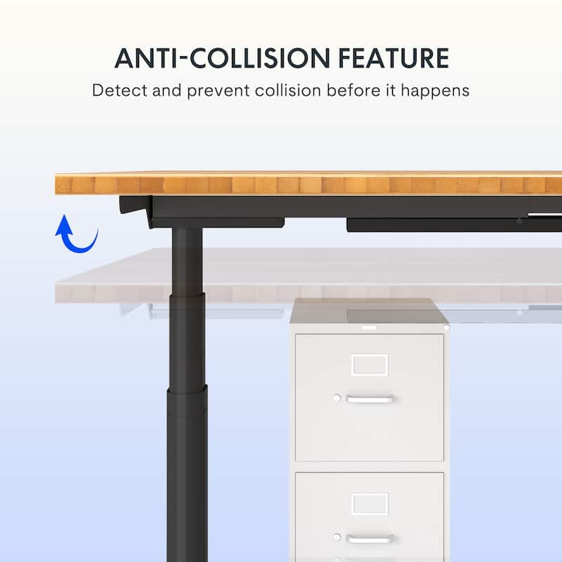 FLEXISPOT Electric Height Adjustable Standing Desk 3-Stage Dual Motor With Curved Bamboo Desktop