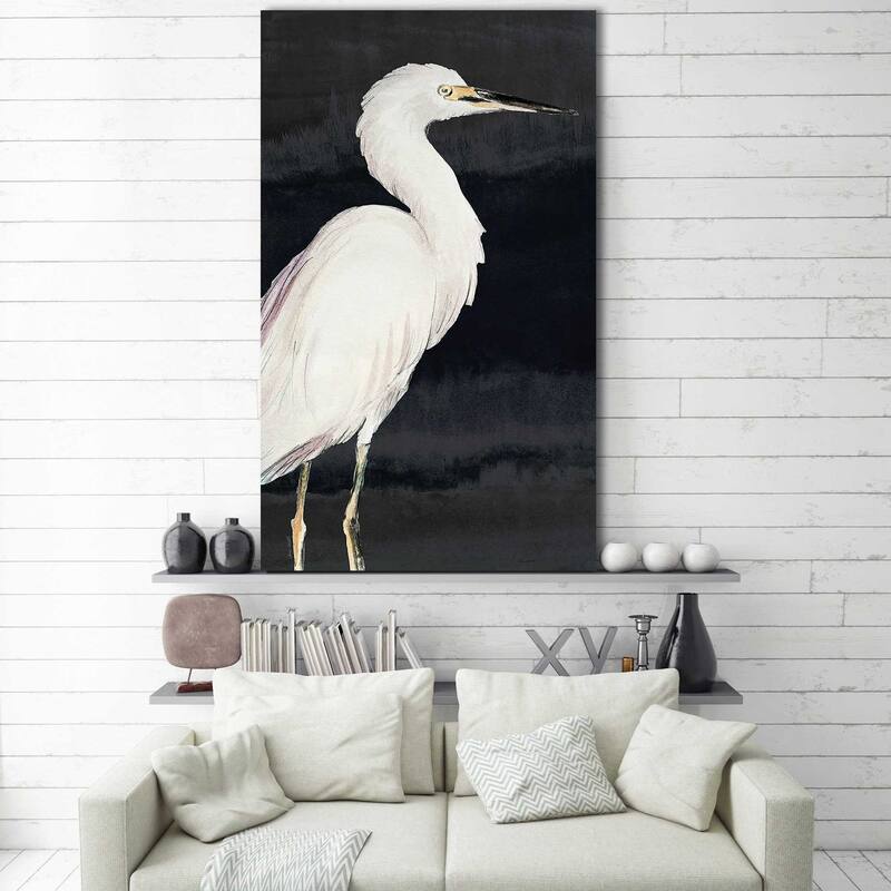 "Heron on Black II" Print on Canvas