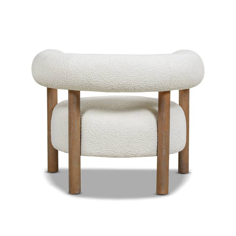 Fuji 37" Mid Century Modern Barrel Boucle Sherpa Accent Arm Chair
