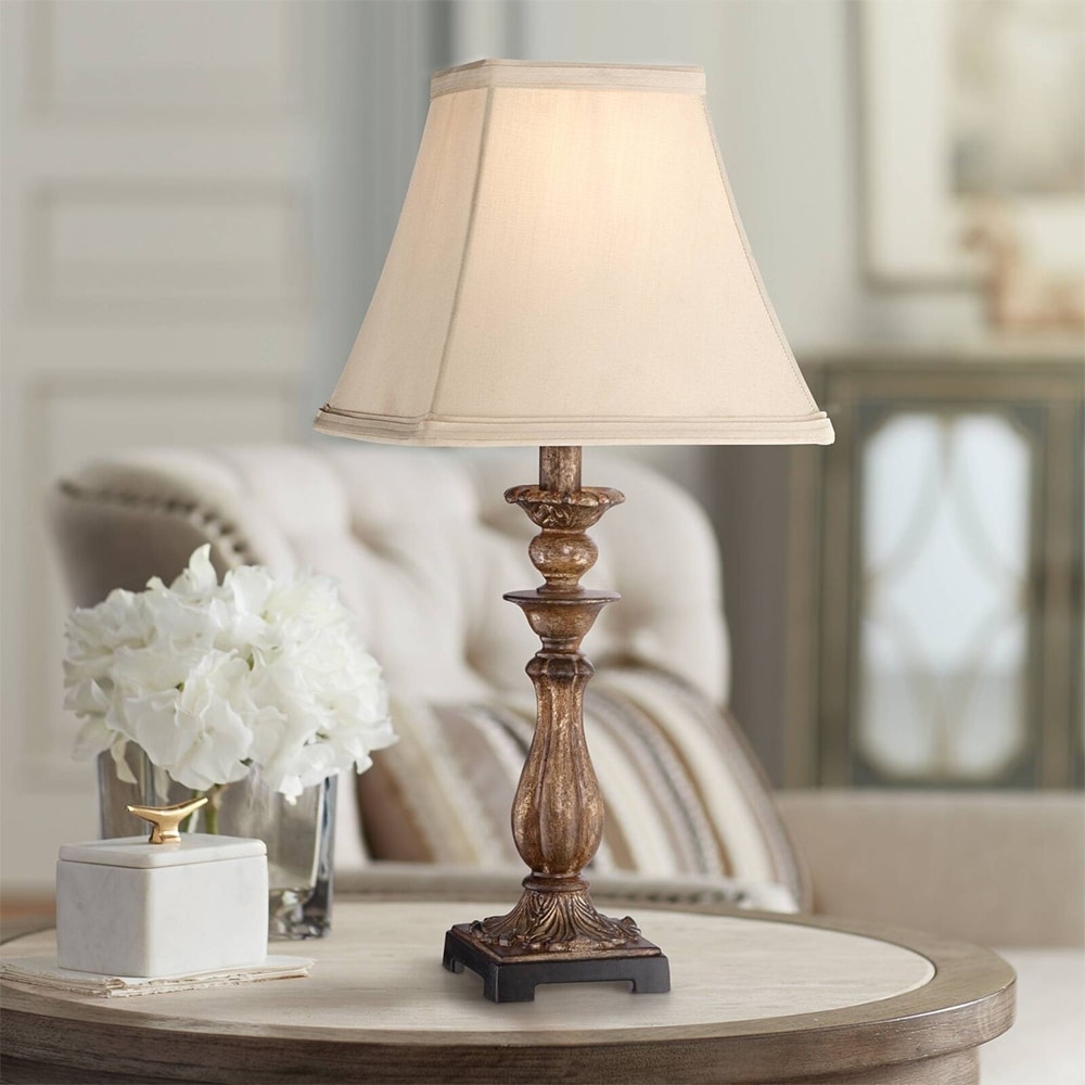 Cottage Small Table Lamp Distressed Light Bronze - 6.5 x 18 - On