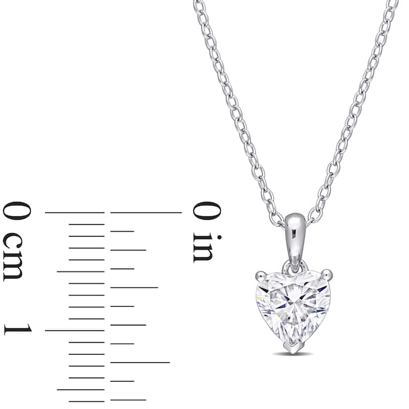 Miadora 2ct DEW Heart Shaped Created Moissanite 2-PC Stud Earrings and Necklace Set Sterling Silver