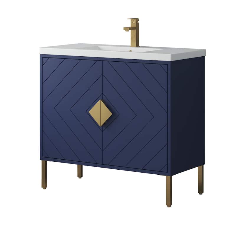 36" Tennant Brand Modern Style Navy Blue Eileen Bathroom Sink Vanity