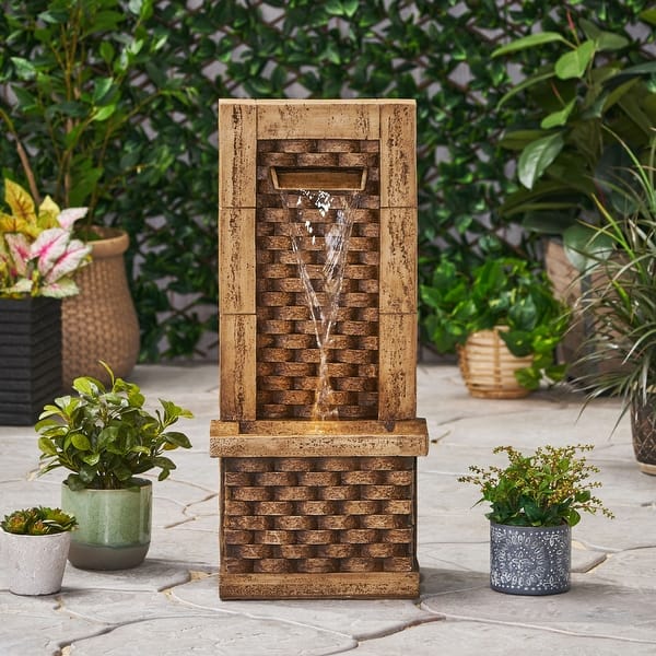 slide 2 of 10, Azlee Outdoor Outdoor Floor Fountain by Christopher Knight Home Brown - Floor - Resin