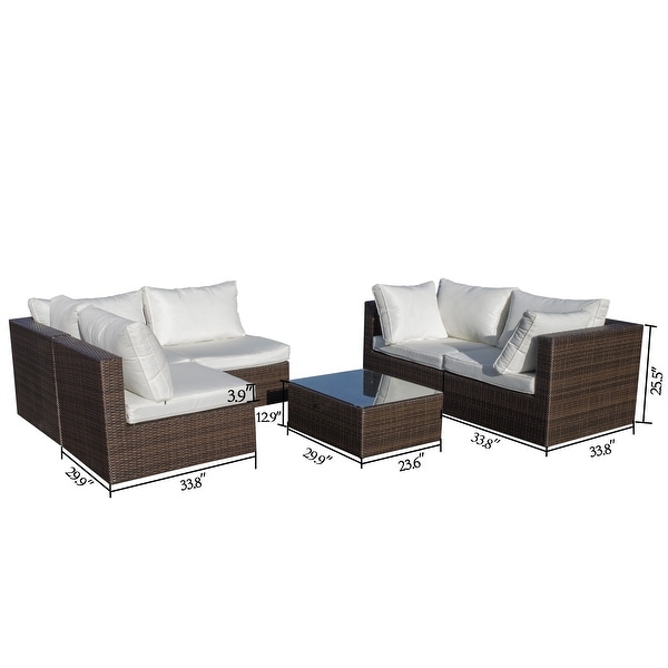 Corvus Tierney Outdoor 6-piece Aluminum Wicker Sectional Sofa Set