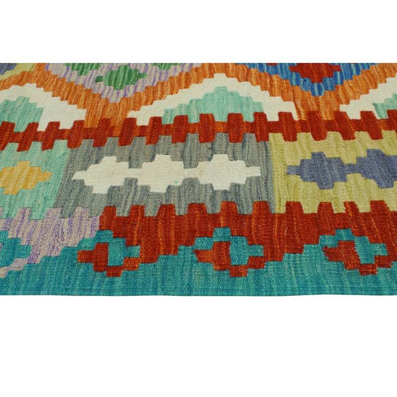 Flatweave Lon Rust/Green Rug - 4'1" x 5'10"