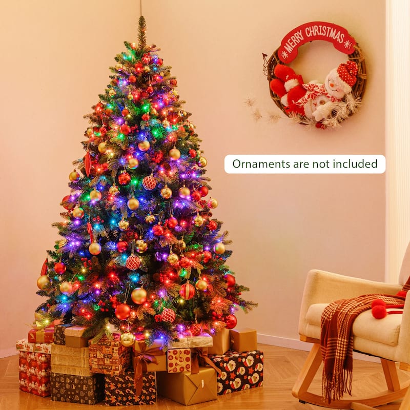 Costway 5/6/7/8 FT Artificial Christmas Tree with 250/370/500/650 RGB - Green - See Details