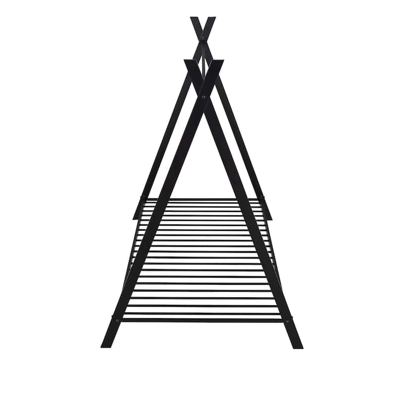 Black Twin Size Metal House Tent Bed for Kids