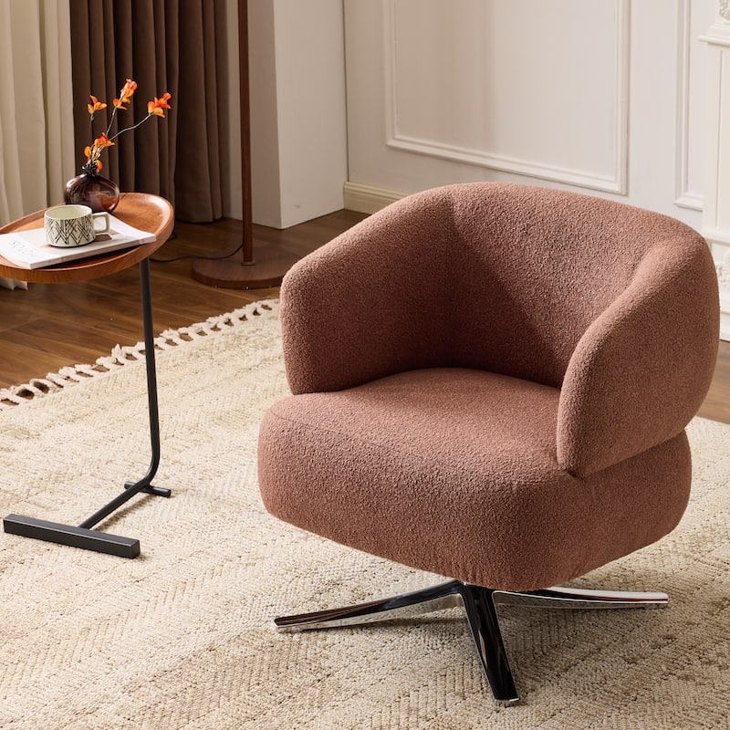 Swivel Chair Leisure Chair Side Chair, Rustic Accent Chair Reception Chair Red Reading Chair Armchair