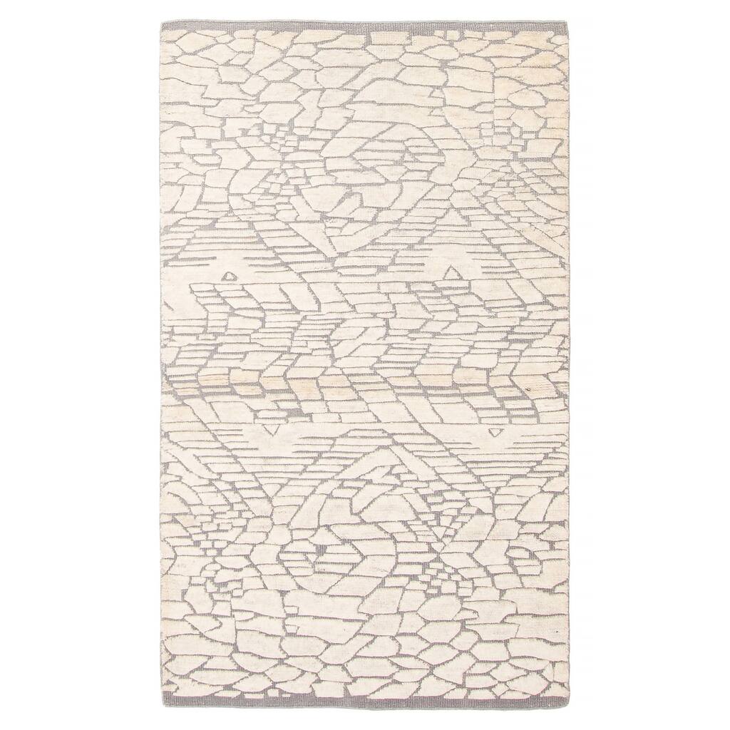 ECARPETGALLERY Hand-knotted Tangier Cream Wool Rug - 2'11 x 4'11