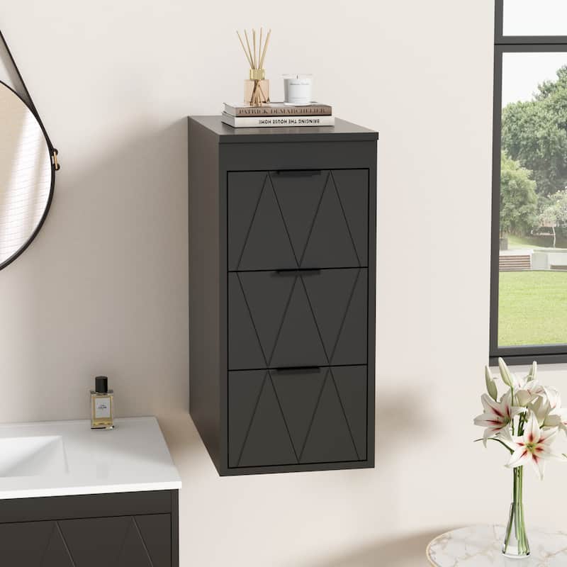 Bathroom Wall Mounted Cabinet Vanity Set with Side Cabinet