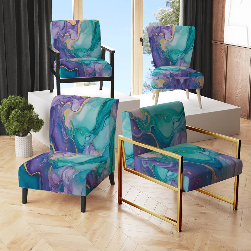 Designart "Segment Layers of Marbled Rock" Upholstered Fractals Accent Chair and Arm Chair