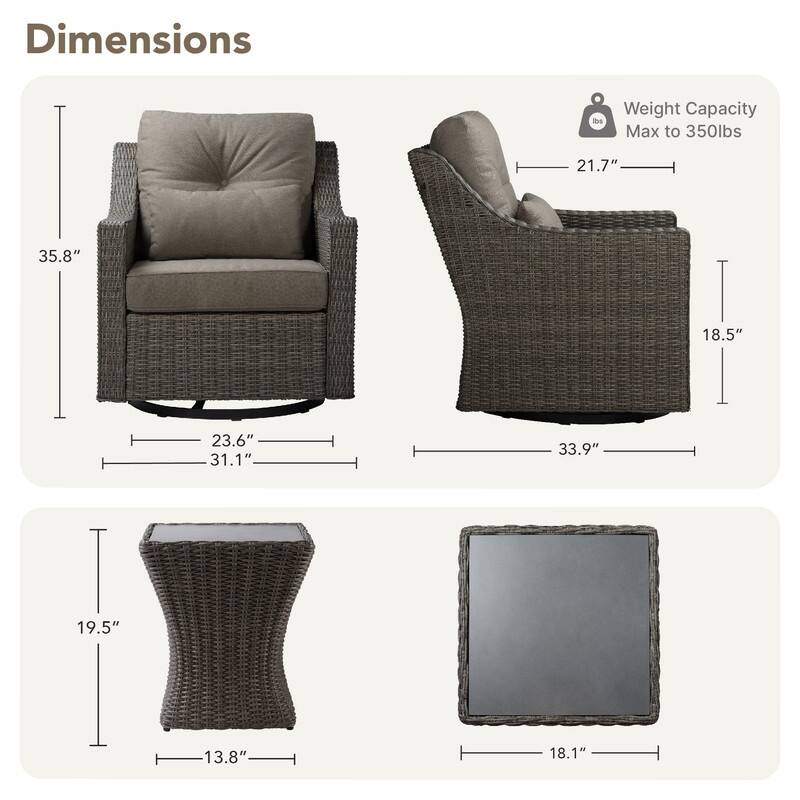 Murphy Outdoor Wicker Patio Furniture Swivel Glider Chair