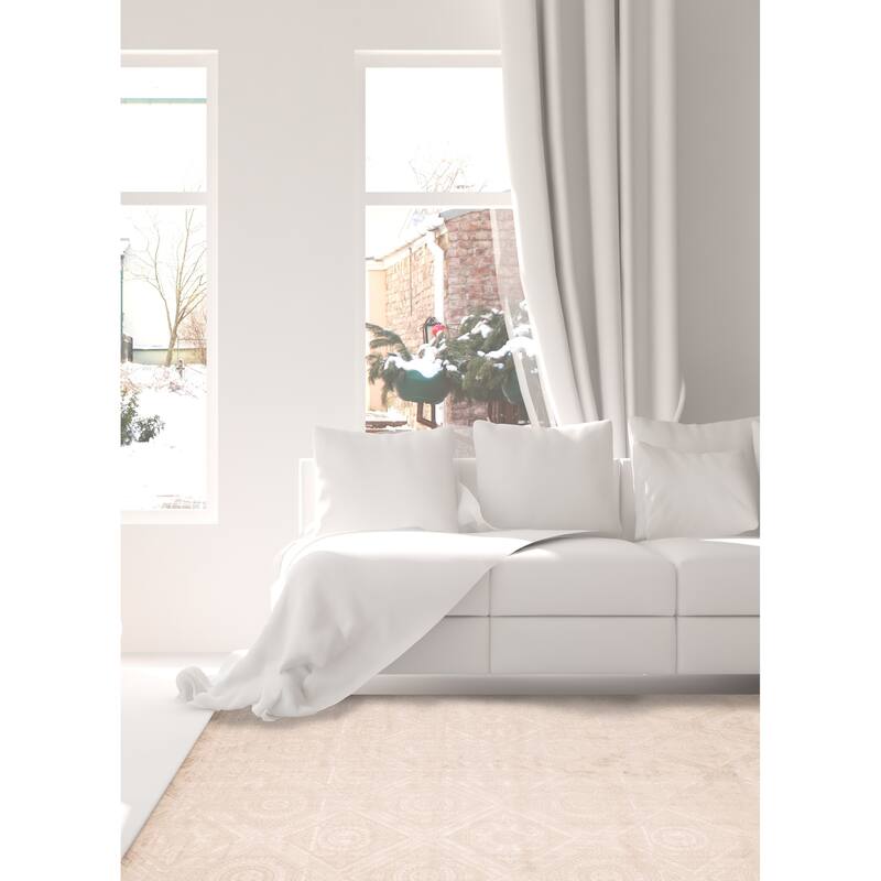 ECARPETGALLERY Hand Loomed Elysian Light Khaki Viscose, Wool Rug - 7'10 x 9'10