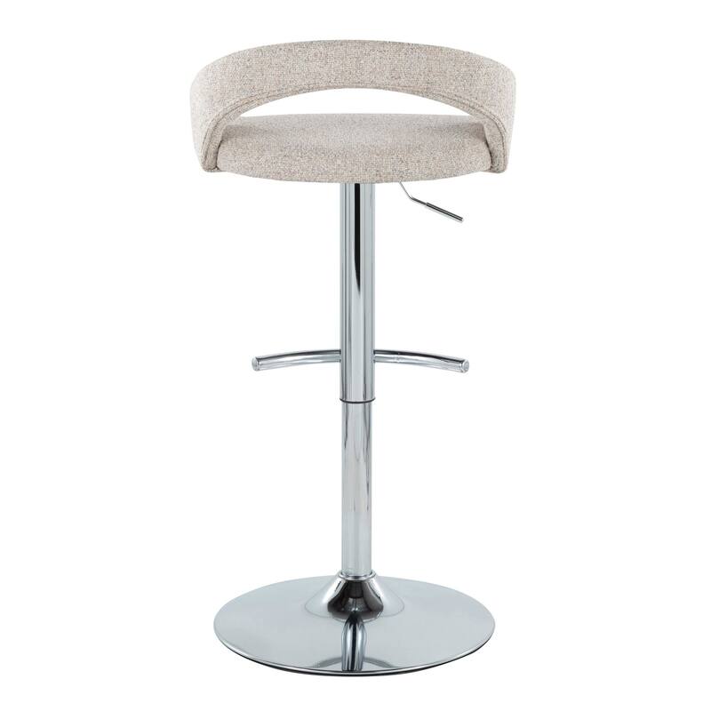 Grotto Upholstered Adjustable Barstool with Chrome Metal - Set Of 3