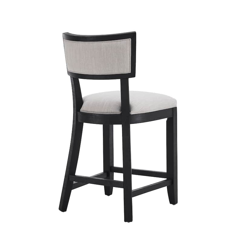 26.5" Counter Stools Set of 2, Upholstered Counter Height Bar Stools with Back, Solid Rubber Wood Frame Armless Barstools