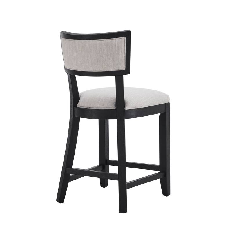 Fabric Upholstered Bar Stools Set of 2, Counter Height Bar Stools, Armless Dining Chairs with Curved Backrest & Footrest