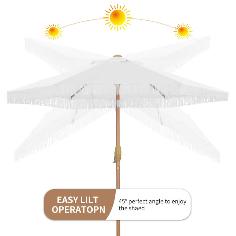 Autlaycil 7.5FT Solar Patio Umbrella with Base and Tilt,Crank