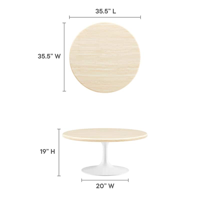 Lippa 36" Round Artificial Travertine Coffee Table