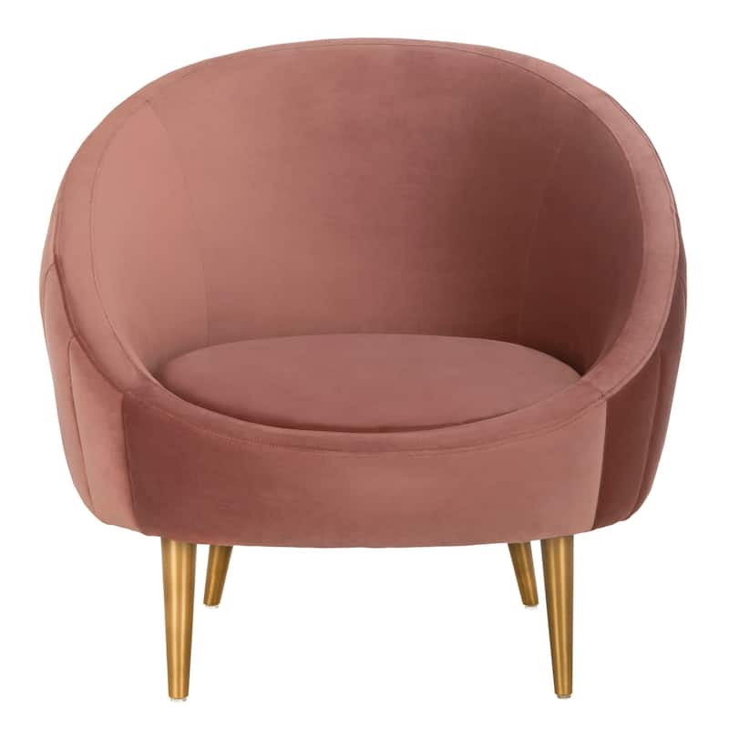 SAFAVIEH Couture Razia Dusty Rose Velvet Channel Tufted Tub Chair - 32.1" W x 30.3" L x 1.5" H