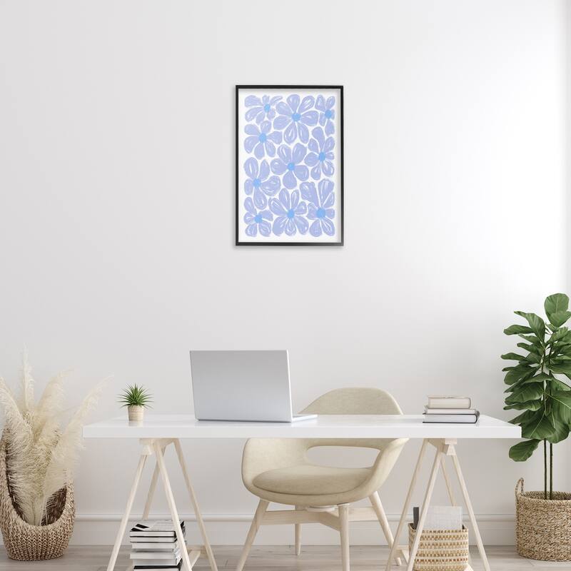 Stupell Blue Blooms Patterned Framed Giclee Art Design By Martina Pavlova