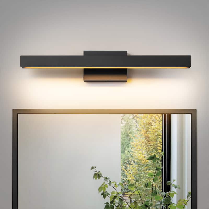 1-Light Modern Linear Black Bathroom Vanity Light Color-Changing Dimmable Rotatable Integrated LED Wall Sconce - 23.6 in. W x 4.1 in. D