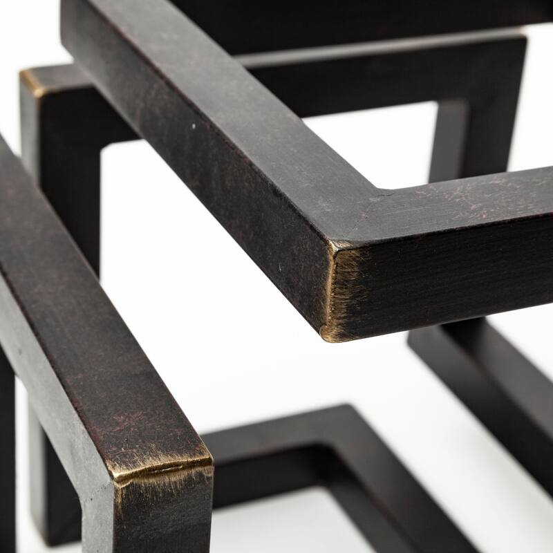 Octothorp Black Metal Cube-Like Sculpture - 8"W x 8"D x 8"H