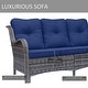 preview thumbnail 48 of 50, 4 Piece Outdoor High Back Wicker Patio Conversation Furniture Sets