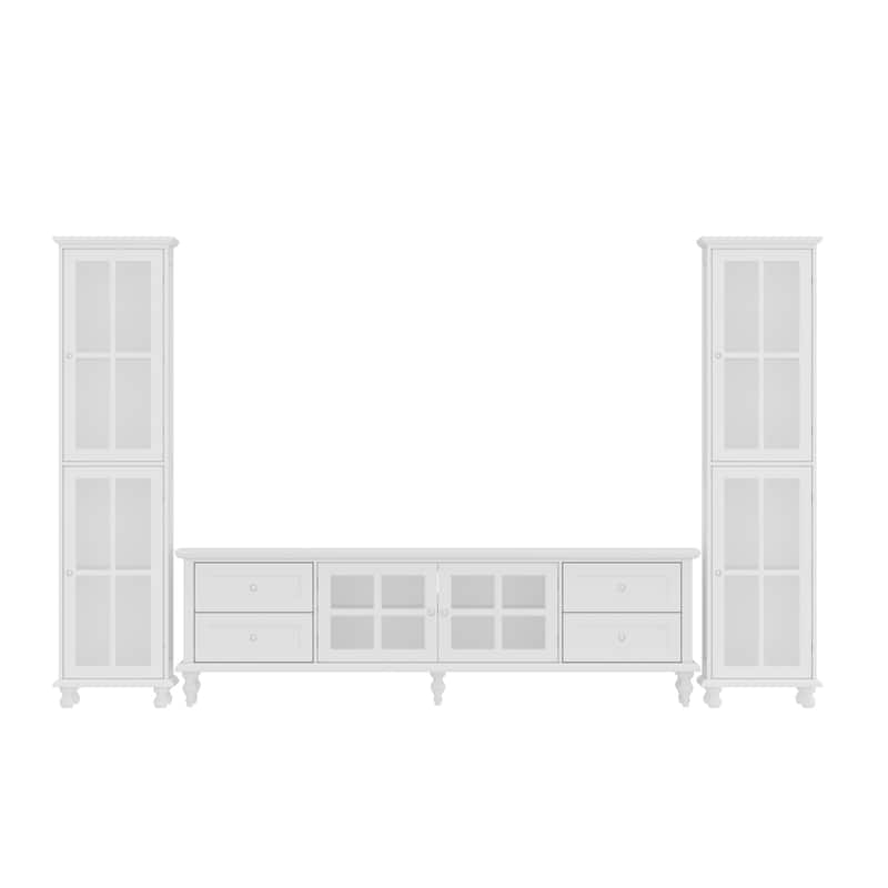 Cabinet Set with Tempered GlassStorage & TV Stand Combo Organization - SideCabinet+TVStand