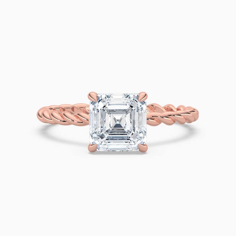 Auriya 14K Gold Lab Grown Diamond Asscher Cut Twisted Hidden Halo Engagement Ring 1.04 - 5.04ct. tw. (F-G, VS) - 2.00 carats - 6.5 - Rose
