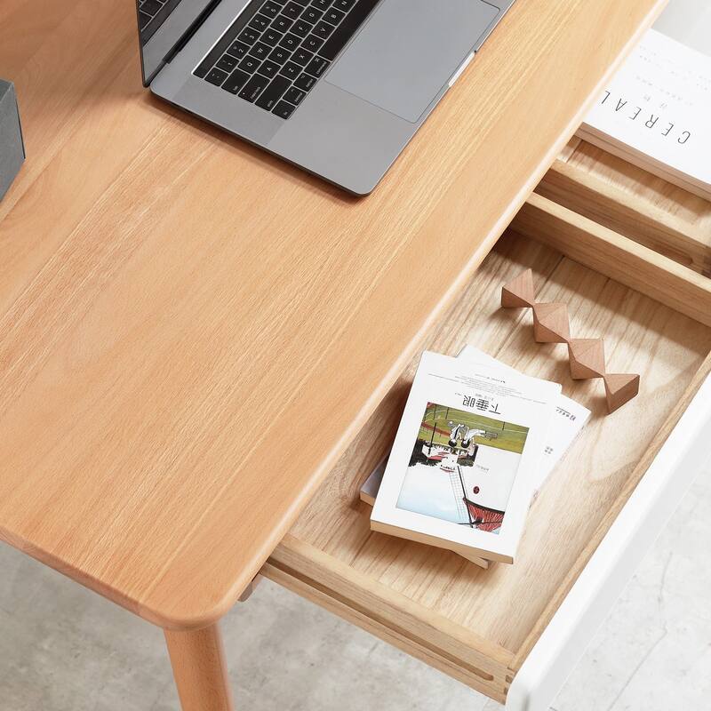 47'' Solid Wood Computer Desk with 2 Drawers for Home Office