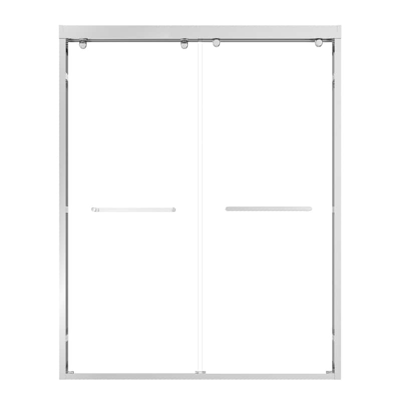 Modern 60 Inch Double Sliding Shower Door, ANSI Certified Glass, Adjustable Width, Stainless Steel Rollers - Chrome