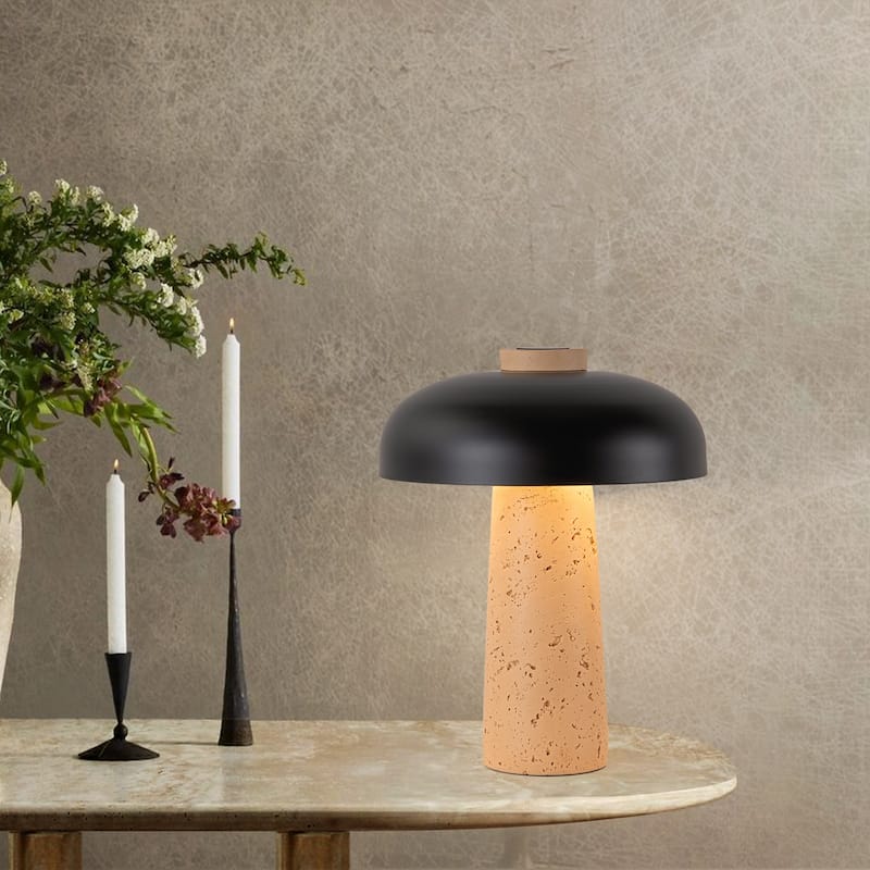 Modern 2-Light Black Mushroom Table Lamp - Bedside Nightstand Lamp for Bedroom, Living Room, Study