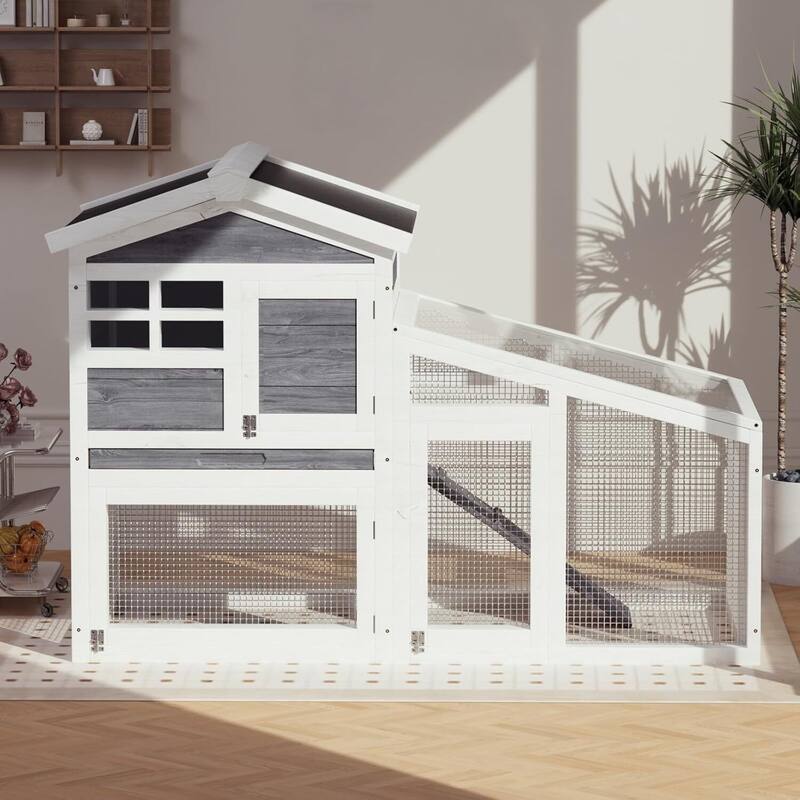 Outdoor Indoor Expandable Rabbit Hutch Chicken Coop for Backyard