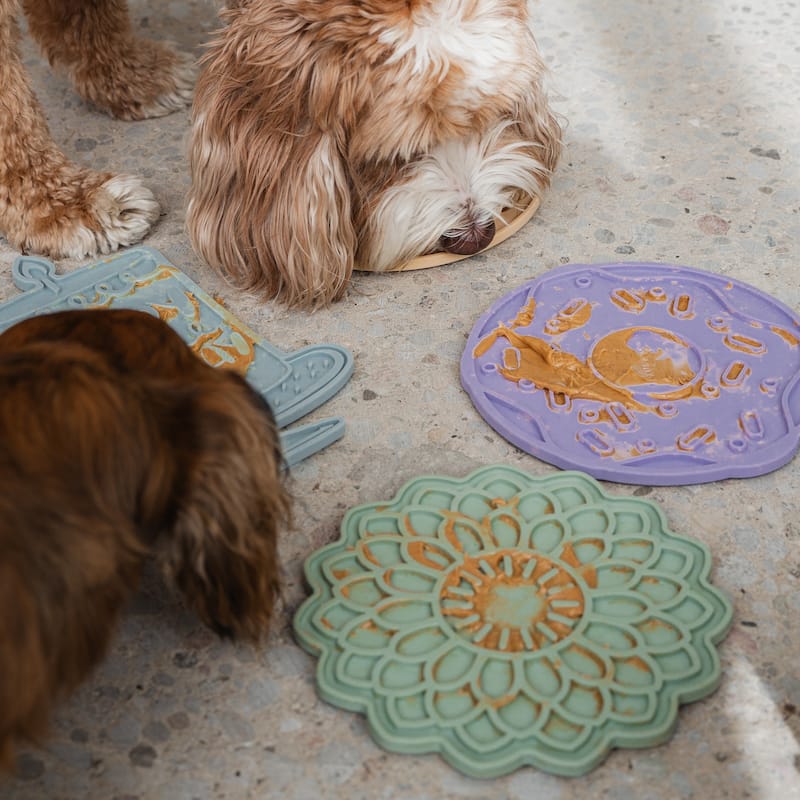 Dexypaws: Enrichment Lick Mat: Lilac Donut Delight - Grooved Silicone