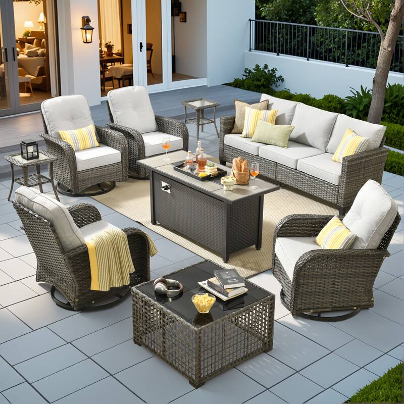 XIZZI Outdoor Patio Furniture Grey Wicker Conversation Seating Set
