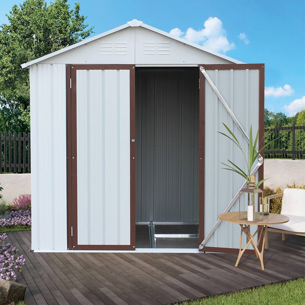 6 ft. W x 4 ft. D Galvanized Metal Sheds and Outdoor Storage Shed, Patio Lawn Tool Sheds