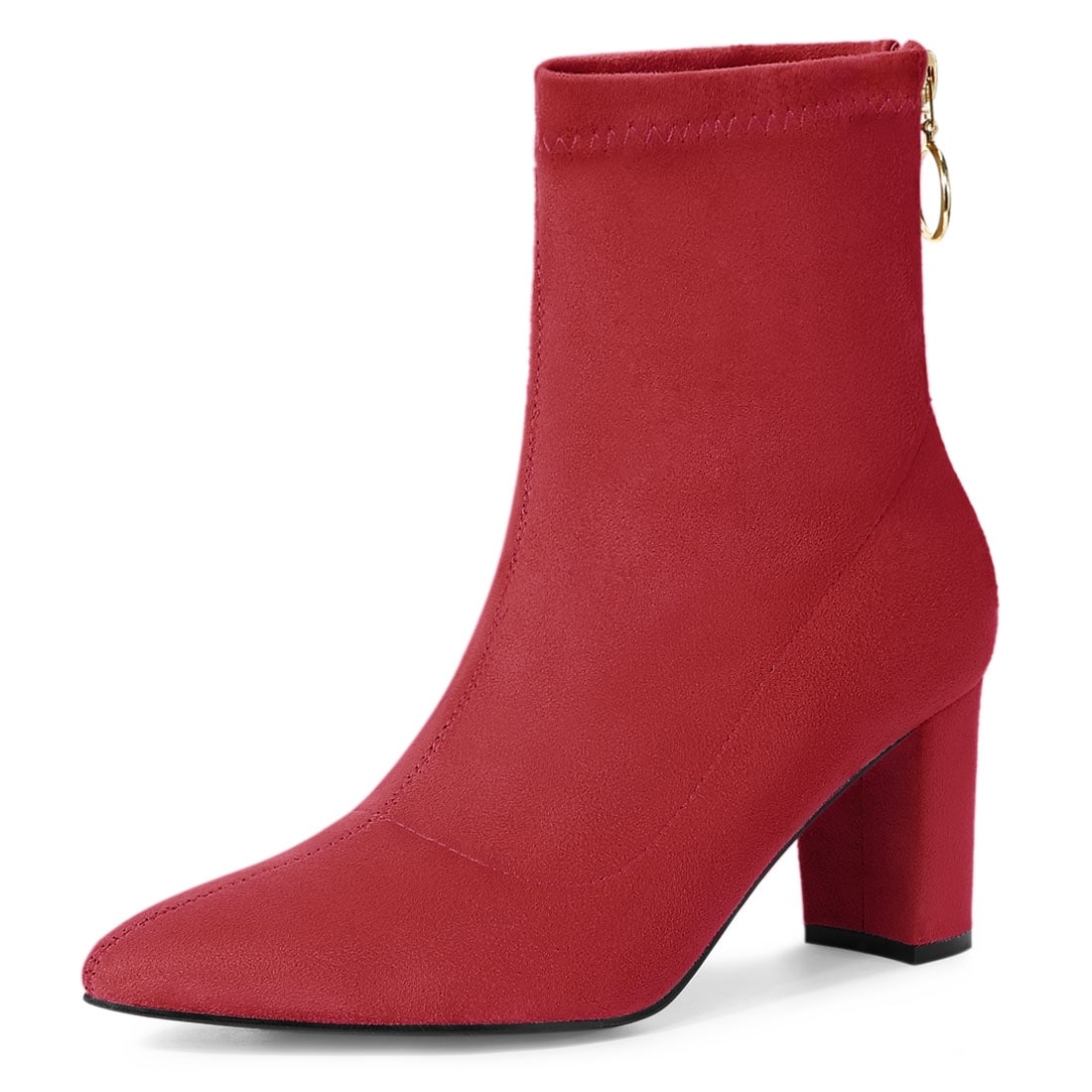 red leather pointed toe booties