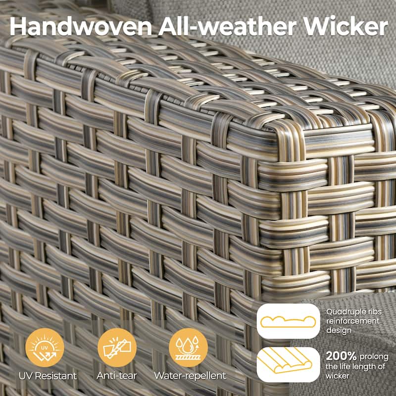 HOOOWOOO 8-piece Outdoor Wicker Patio Furniture Set with Coffee Table