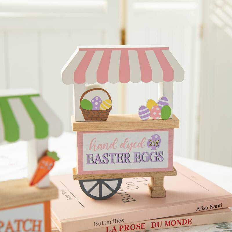 Glitzhome 6"H Set of 2 Easter Wooden Booths Table Decor