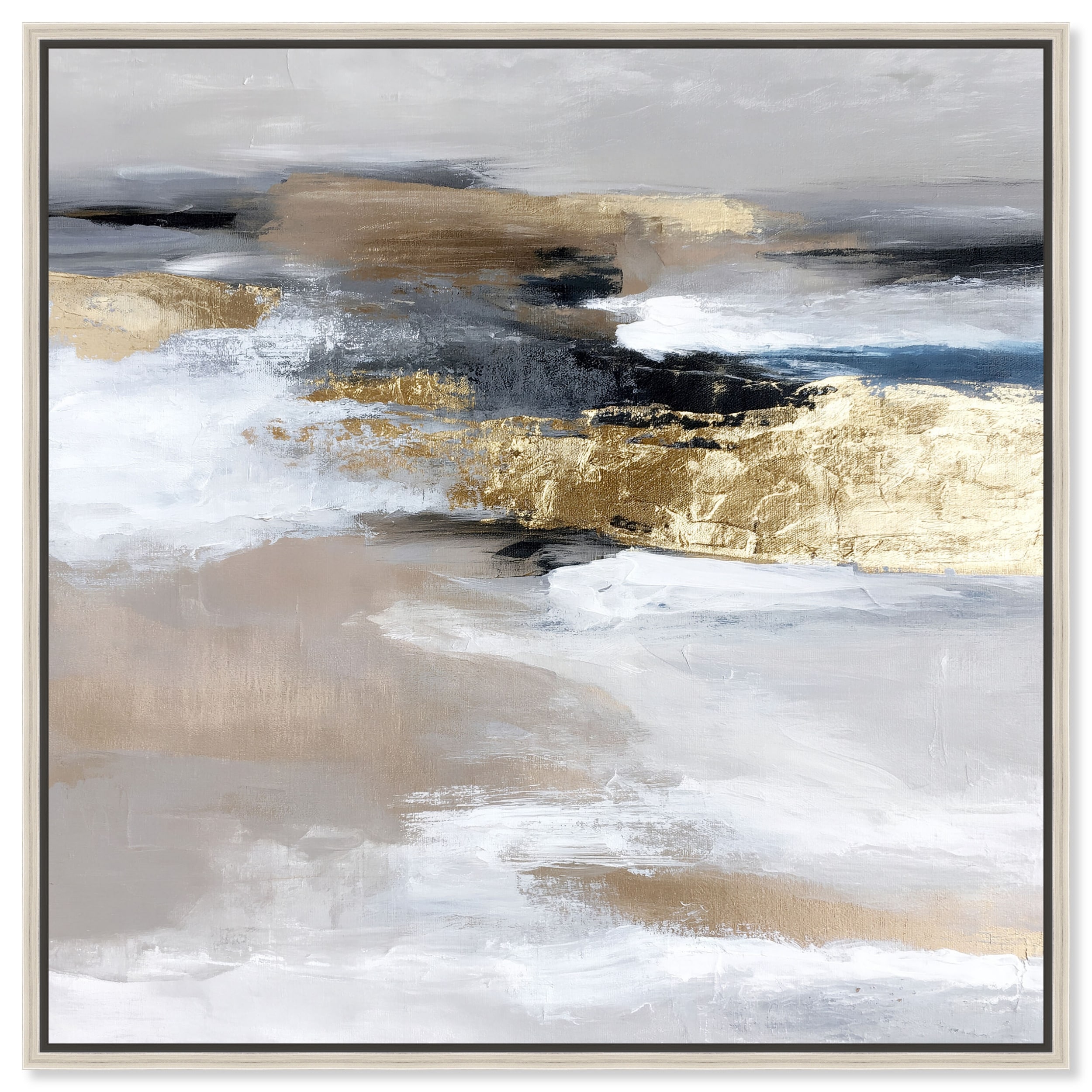 Hushed Amber III Large Abstract Art Framed Canvas Print by Art Remedy