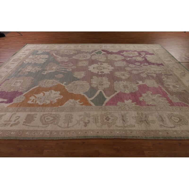 All-Over Floral Oushak Vegetable Dye Area Rug Handmade Wool Carpet - 8'11" x 12'4"