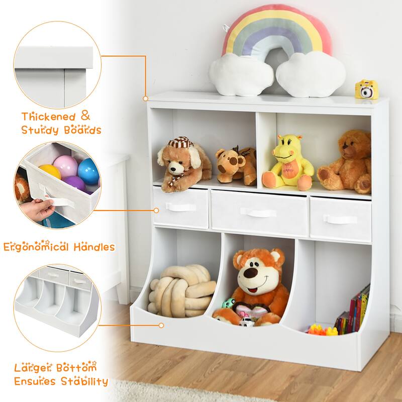 Costway Freestanding Multi-Bin Storage Cubby with 3 Baskets - See Description
