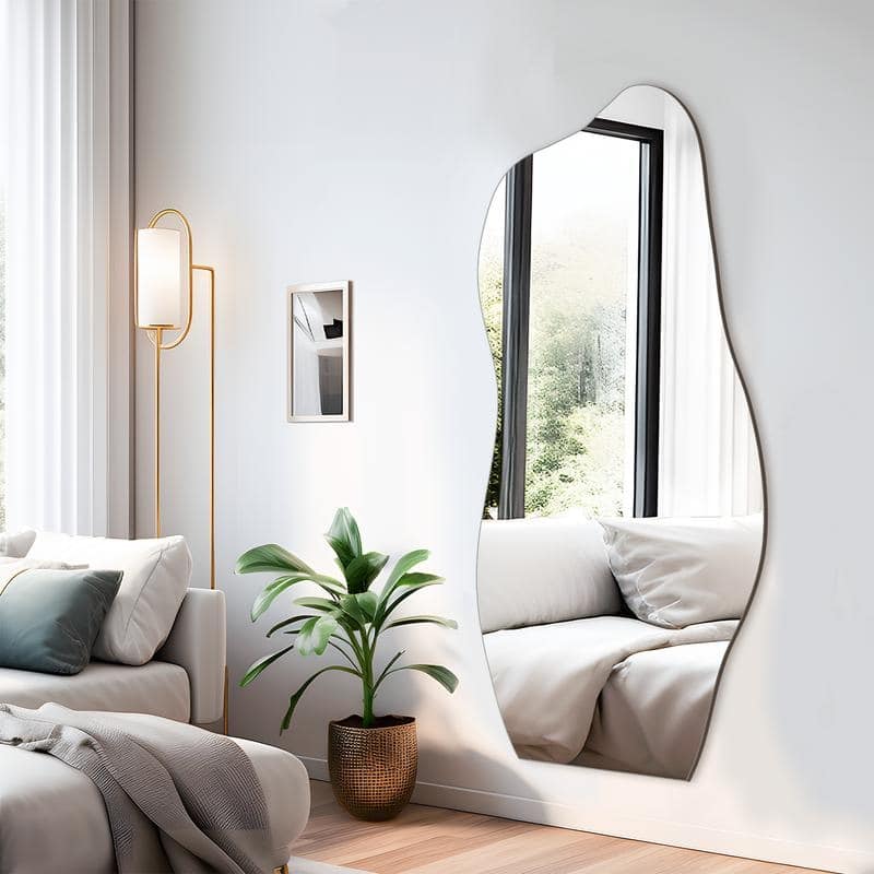 Irregular Cloud Frameless Wall Mirror Wall Mounted Modern Decorative Hanging for Bathroom Bedroom Living Room Entryway