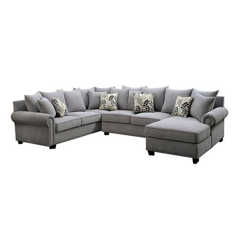 Fabric Upholstered Sectional Sofa With Pillows