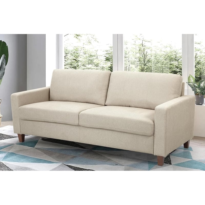 Miles Mid Century Modern Couch 3 Seater Sofa with Reversible Back Pillows Large