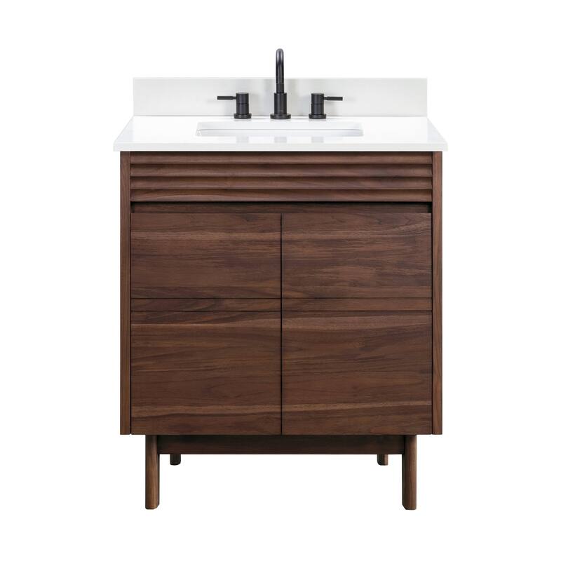 Avanity Carina Bathroom Vanity in Coffee Teak with White Engineered Stone Top