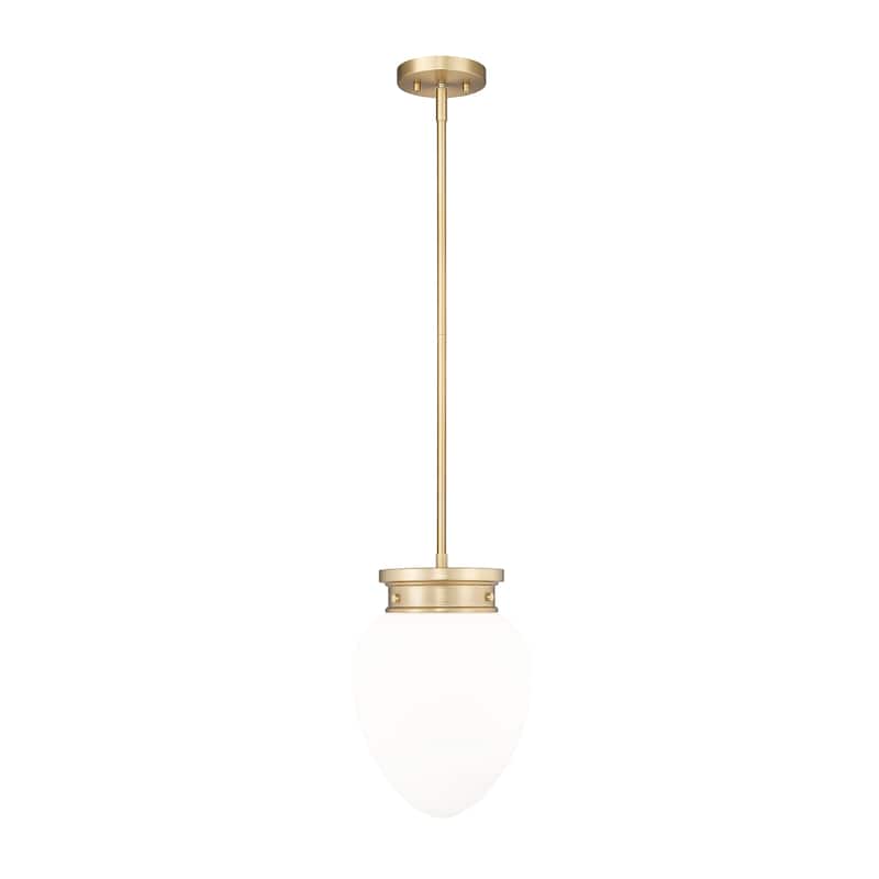 Gideon by Z-Lite 1 Light Pendant in Modern Gold with Etched Opal Glass Shade